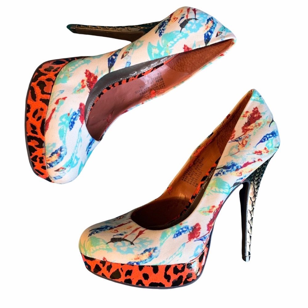 RACHEL Rachel Roy Mixed Pattern Scale Heels